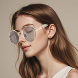 Maxbell Round Double Bridge Sunglasses Decor Eyewear for Holiday Dating Party
