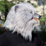 Maxbell Latex Wolf Head Mask Full Head for Stage Performance Themed Party Masquerade