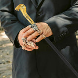 Maxbell Halloween Cane for Men Snake Head Shaped for Wedding Themed Party Stage Show Gold