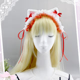 Maxbell Cat Ears Lolita Headband Cute for Party Supplies Stage Performances Carnival red