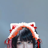 Maxbell Cat Ears Lolita Headband Cute for Party Supplies Stage Performances Carnival red