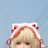 Maxbell Cat Ears Lolita Headband Cute for Party Supplies Stage Performances Carnival red