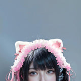 Maxbell Cat Ears Lolita Headband Cute for Party Supplies Stage Performances Carnival pink