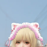 Maxbell Cat Ears Lolita Headband Cute for Party Supplies Stage Performances Carnival pink