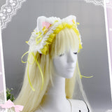 Maxbell Cat Ears Lolita Headband Cute for Party Supplies Stage Performances Carnival yellow