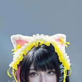 Maxbell Cat Ears Lolita Headband Cute for Party Supplies Stage Performances Carnival yellow