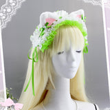 Maxbell Cat Ears Lolita Headband Cute for Party Supplies Stage Performances Carnival green