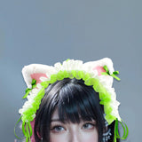 Maxbell Cat Ears Lolita Headband Cute for Party Supplies Stage Performances Carnival green