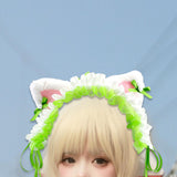Maxbell Cat Ears Lolita Headband Cute for Party Supplies Stage Performances Carnival green