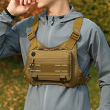 Maxbell Front Chest Bag Multifunction Antitheft Chest Rig for Travel Climbing Hiking brown