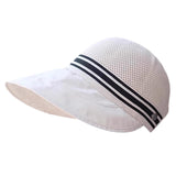 Maxbell Ponytail Sun Hat Wide Brim Sun Protection Headwear for Fishing Hiking Riding White
