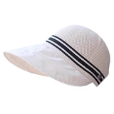 Maxbell Ponytail Sun Hat Wide Brim Sun Protection Headwear for Fishing Hiking Riding White