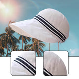 Maxbell Ponytail Sun Hat Wide Brim Sun Protection Headwear for Fishing Hiking Riding White