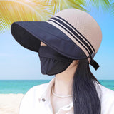 Maxbell Ponytail Sun Hat Wide Brim Sun Protection Headwear for Fishing Hiking Riding Khaki