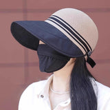 Maxbell Ponytail Sun Hat Wide Brim Sun Protection Headwear for Fishing Hiking Riding Khaki
