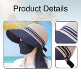 Maxbell Ponytail Sun Hat Wide Brim Sun Protection Headwear for Fishing Hiking Riding Khaki