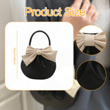 Maxbell Women Handbag Fashionable Ruched Handheld PU Leather Cute with Bowknot Small Black