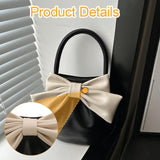 Maxbell Women Handbag Fashionable Ruched Handheld PU Leather Cute with Bowknot Small Black