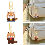Maxbell Red Panda Keychain Hanging Ornament Cartoon Embroidered Keychain for Holiday Milk Tea