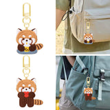 Maxbell Red Panda Keychain Hanging Ornament Cartoon Embroidered Keychain for Holiday Milk Tea