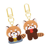 Maxbell Red Panda Keychain Hanging Ornament Cartoon Embroidered Keychain for Holiday Milk Tea