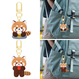 Maxbell Red Panda Keychain Hanging Ornament Cartoon Embroidered Keychain for Holiday Milk Tea