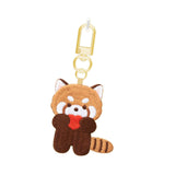 Maxbell Red Panda Keychain Hanging Ornament Cartoon Embroidered Keychain for Holiday Heart