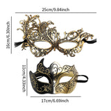 Maxbell 2Pcs Masquerade Masks Fashion Costume Accessory for Cosplay Festival Evening Gold