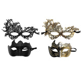 Maxbell 2Pcs Masquerade Masks Fashion Costume Accessory for Cosplay Festival Evening Gold