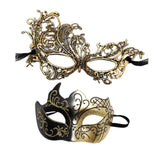 Maxbell 2Pcs Masquerade Masks Fashion Costume Accessory for Cosplay Festival Evening Gold