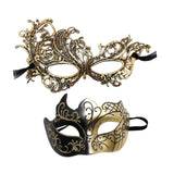 Maxbell 2Pcs Masquerade Masks Fashion Costume Accessory for Cosplay Festival Evening Gold