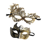 Maxbell 2Pcs Masquerade Masks Fashion Costume Accessory for Cosplay Festival Evening Gold