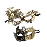 Maxbell 2Pcs Masquerade Masks Fashion Costume Accessory for Cosplay Festival Evening Gold