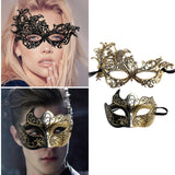 Maxbell 2Pcs Masquerade Masks Fashion Costume Accessory for Cosplay Festival Evening Gold