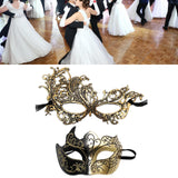 Maxbell 2Pcs Masquerade Masks Fashion Costume Accessory for Cosplay Festival Evening Gold