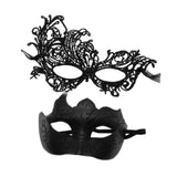 Maxbell 2Pcs Masquerade Masks Fashion Costume Accessory for Cosplay Festival Evening Black
