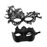 Maxbell 2Pcs Masquerade Masks Fashion Costume Accessory for Cosplay Festival Evening Black