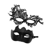 Maxbell 2Pcs Masquerade Masks Fashion Costume Accessory for Cosplay Festival Evening Black
