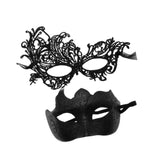 Maxbell 2Pcs Masquerade Masks Fashion Costume Accessory for Cosplay Festival Evening Black