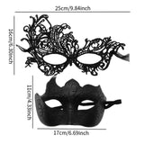 Maxbell 2Pcs Masquerade Masks Fashion Costume Accessory for Cosplay Festival Evening Black