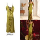 Maxbell Women Summer Dress Sleeveless Evening for Lady Green Birthday Formal Dresses S