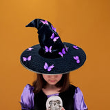 Maxbell Halloween Witch Hat Decor Adults Photo Props for Party Fancy Dress Carnivals Purple Butterfly