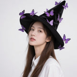 Maxbell Halloween Witch Hat Decor Adults Photo Props for Party Fancy Dress Carnivals Purple Butterfly