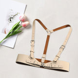 Maxbell Women's Waist Harness Belt Punk Body Waist Belt for Streetwear Festival Lady Khaki