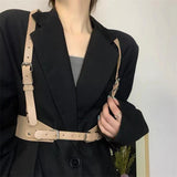 Maxbell Women's Waist Harness Belt Punk Body Waist Belt for Streetwear Festival Lady Khaki