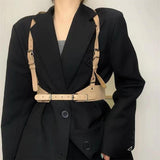 Maxbell Women's Waist Harness Belt Punk Body Waist Belt for Streetwear Festival Lady Khaki