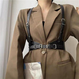 Maxbell Women's Waist Harness Belt Punk Body Waist Belt for Streetwear Festival Lady Black