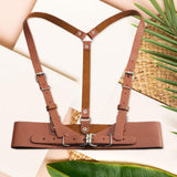 Maxbell Women's Waist Harness Belt Punk Body Waist Belt for Streetwear Festival Lady Brown