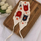 Maxbell Women Crochet Bandana Soft Handmade Comfortable Hair Accessories Photo Props red blue