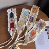 Maxbell Women Crochet Bandana Soft Handmade Comfortable Hair Accessories Photo Props red blue